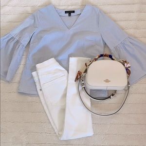 Banana Republic Bell-Sleeved Striped Blouse